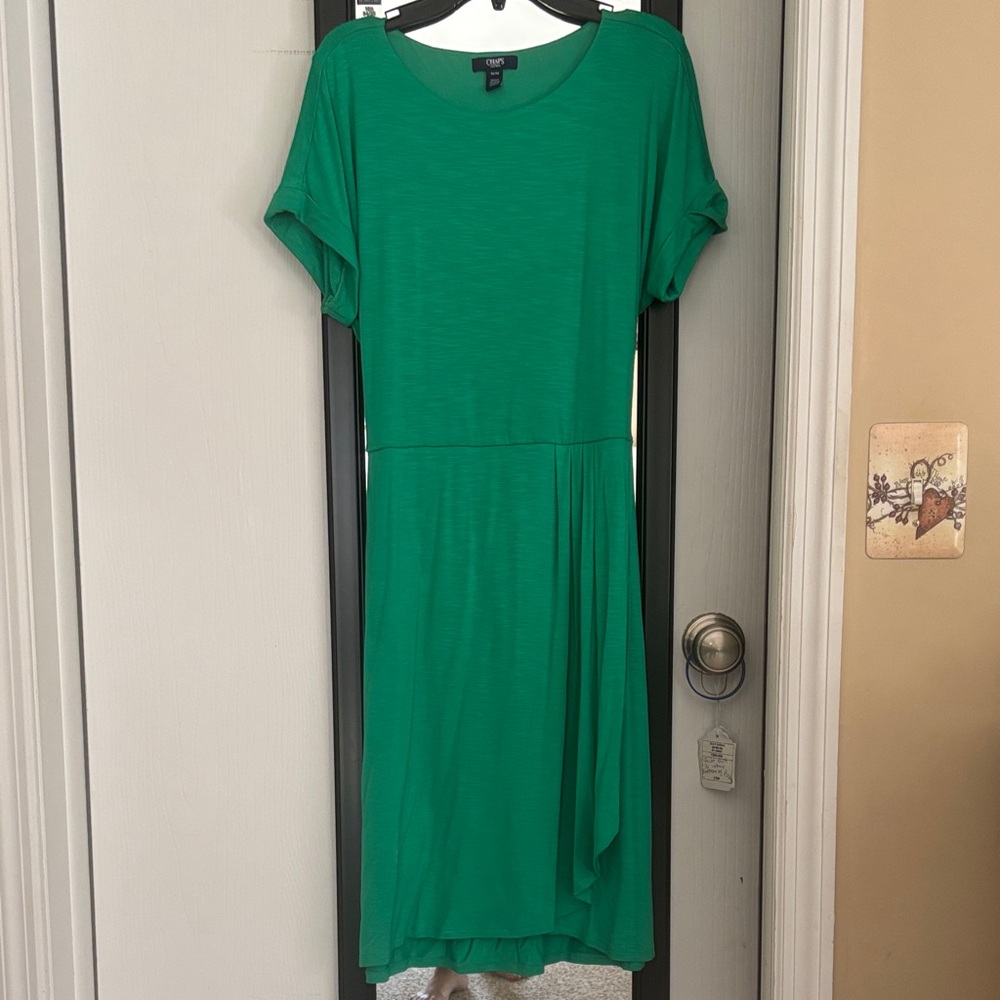 Chaps Bright Green Short-Sleeve Midi Dress